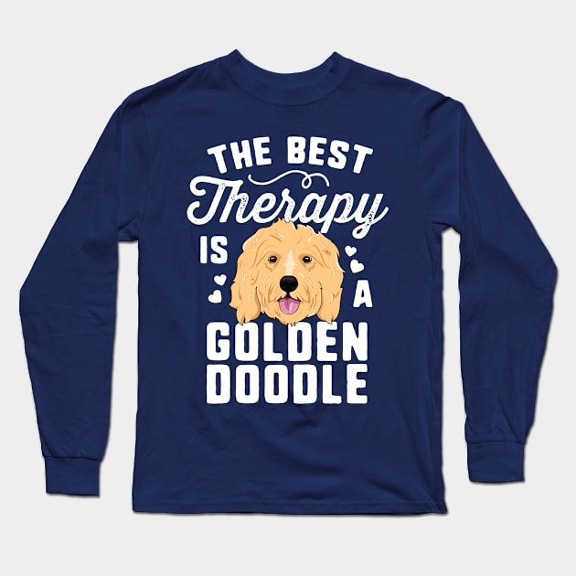 The Best Therapy Is A Goldendoodle T-Shirt Women Doodle Dog Long Sleeve T-Shirt by 14thFloorApparel